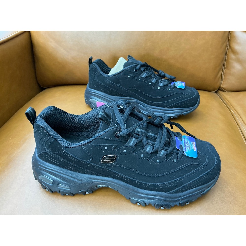 Skechers D'Lites Play On Sneakers Womens 7 Black New Memory Foam 11949/BBK